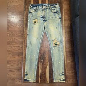 Campus Distressed Light Blue/Tan Men's Jeans